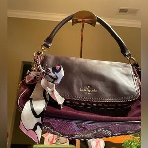 Kate Spade Rare snake Burgundy Suede Bag